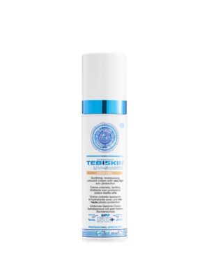 TEBISKIN UV-SOOTH TEINTEE SPF 50+ tonuojantis kremas pakuotėje