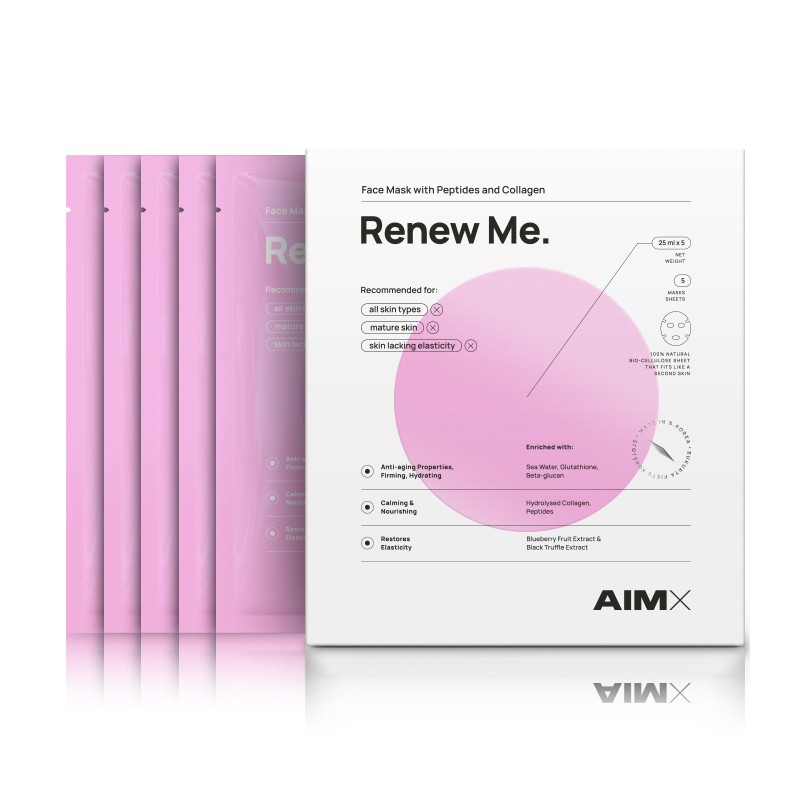 RENEW ME Greito poveikio priešlaikinė veido kaukė su peptidais ir kolagenu