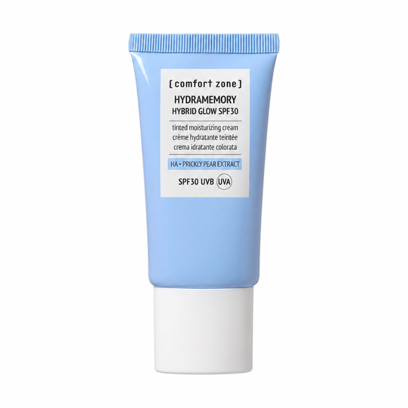 COMFORT ZONE Hydramemory Hybrid Glow SPF 30 tonuotas drėkinamasis veido kremas su UVA/UVB apsauga
