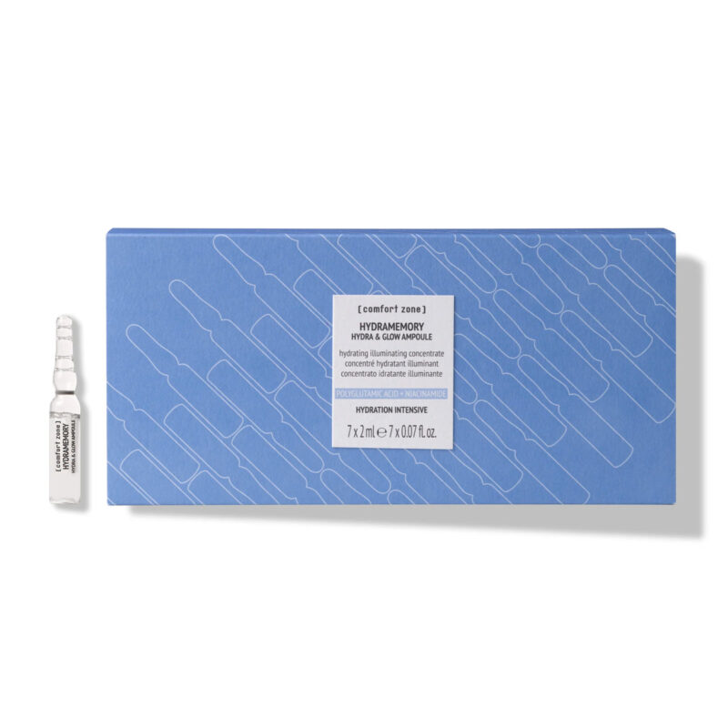 COMFORT ZONE Hydramemory Hydra & Glow Ampoules – drėkinamasis koncentratas ampulėse, skirtas odos švytėjimui palaikyti