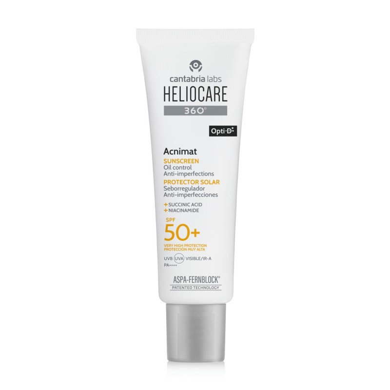 CANTABRIA LABS HELIOCARE 360 ACNIMAT SPF 50+ veido kremas riebiai ir į aknę linkusiai odai